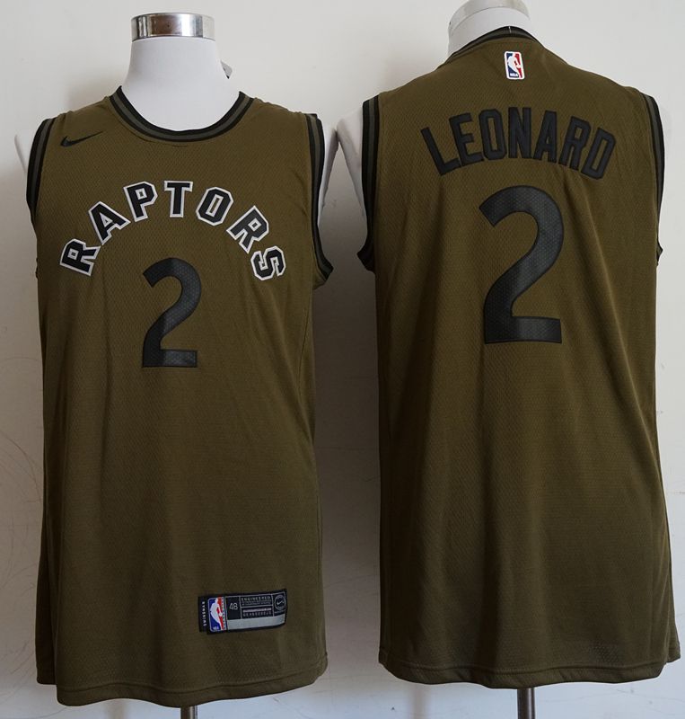 Men Toronto Raptors 2 Leonard Military green Game Nike NBA Jerseys